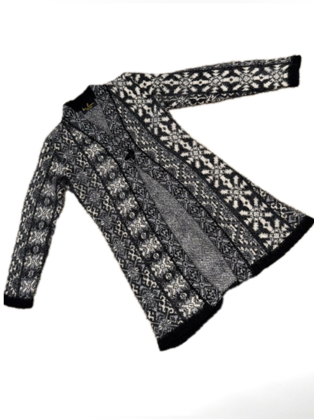 LEO PERESSI 100% Alpaca Cozy Sweater | Shark Tooth Toggle Cardigan Sweater | S - Picture 5 of 8
